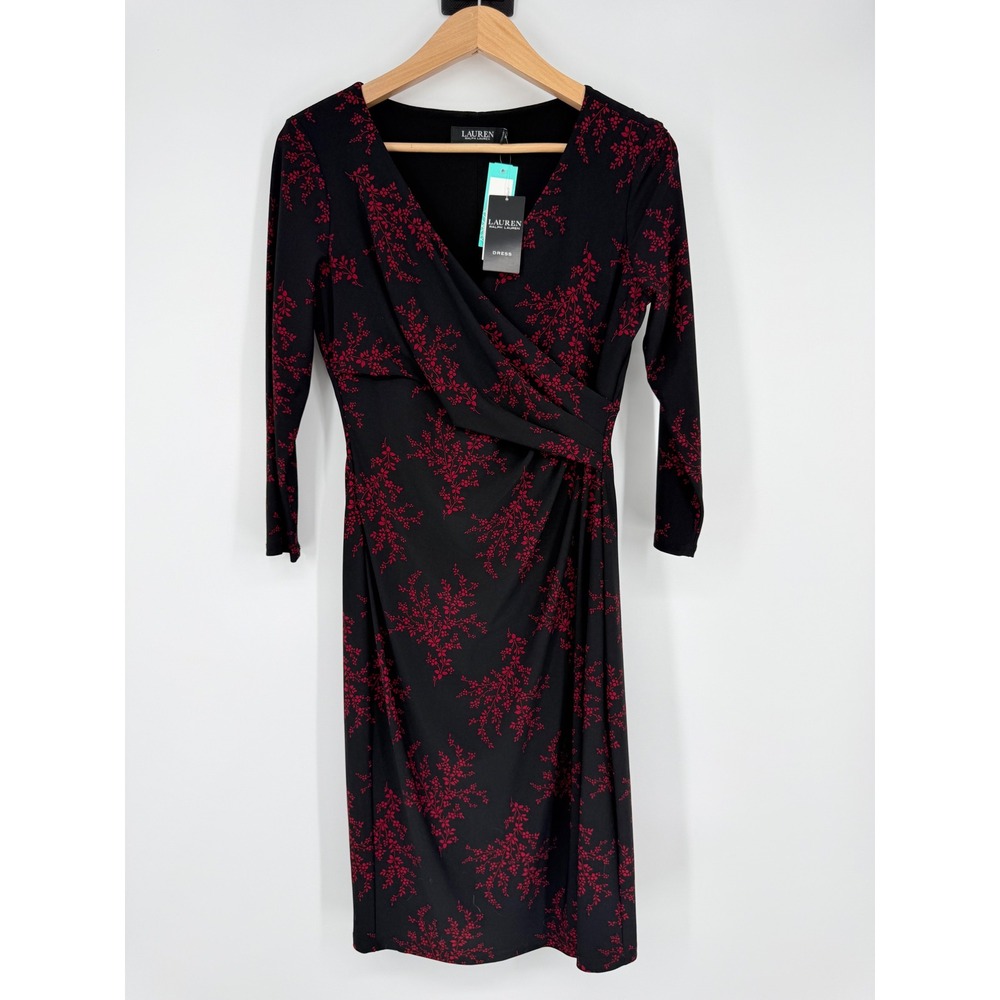 NEW Lauren Ralph Lauren Women 4 Cleora Dress Floral Faux Wrap Career Office Work - Picture 2 of 6